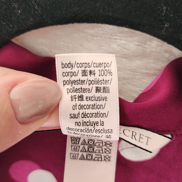 Victoria's secret sz L women lounge pajama top maroon polka dot button up - Picture 6 of 11